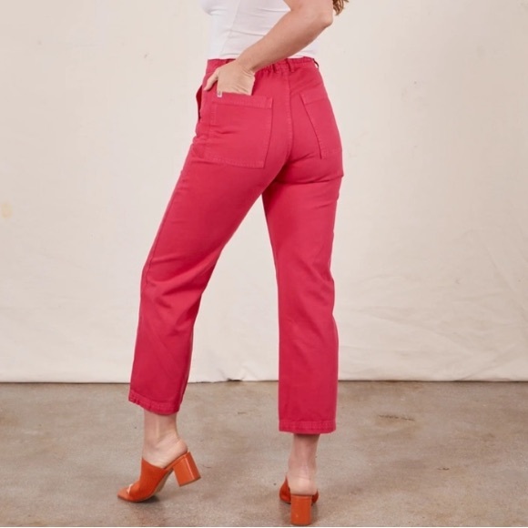 Big Bud Press Work Pants Hot Pink Cotton Twill Straight Leg High Waisted Utility - Picture 6 of 13